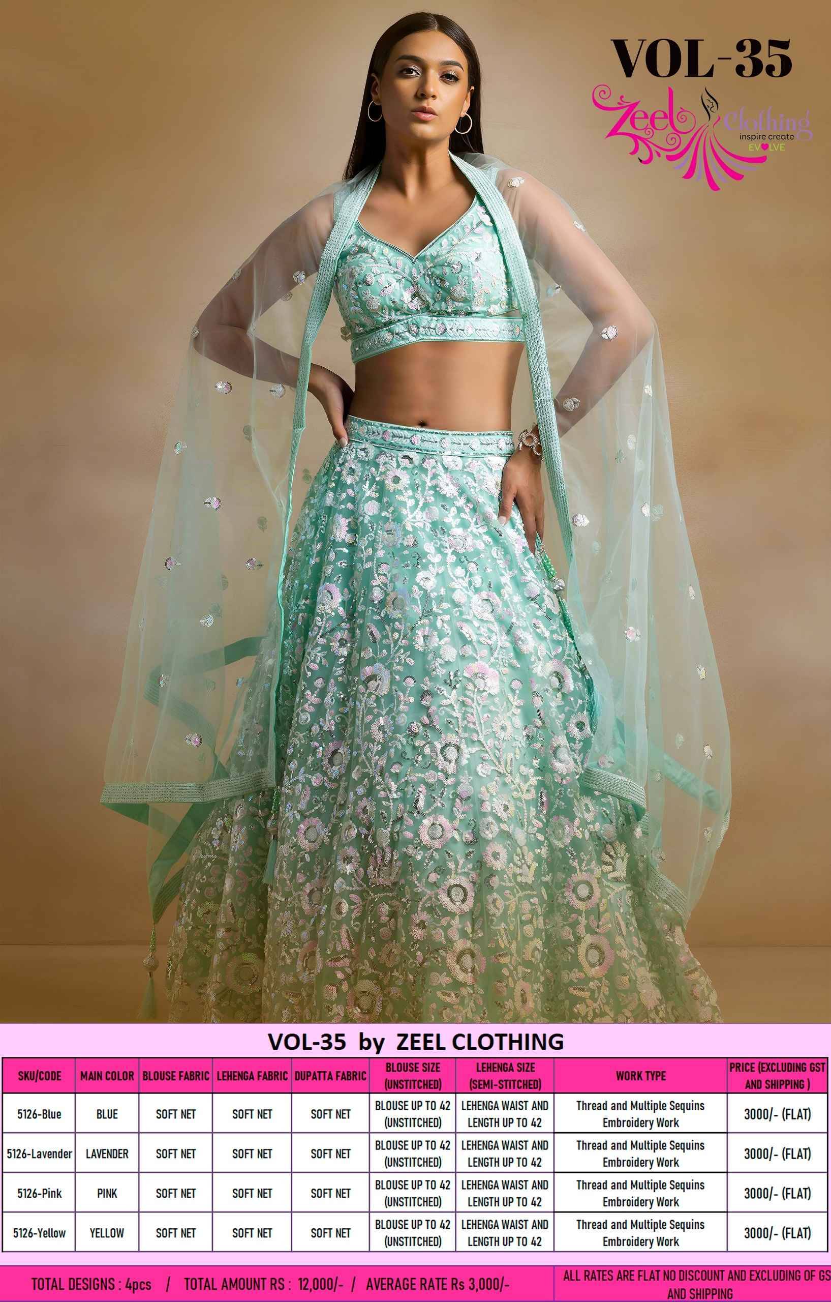 VOL-35 5126 Series By Zeel Clothing Designer Beautiful Collection Occasional Wear & Party Wear Soft Net Lehengas At Wholesale Price